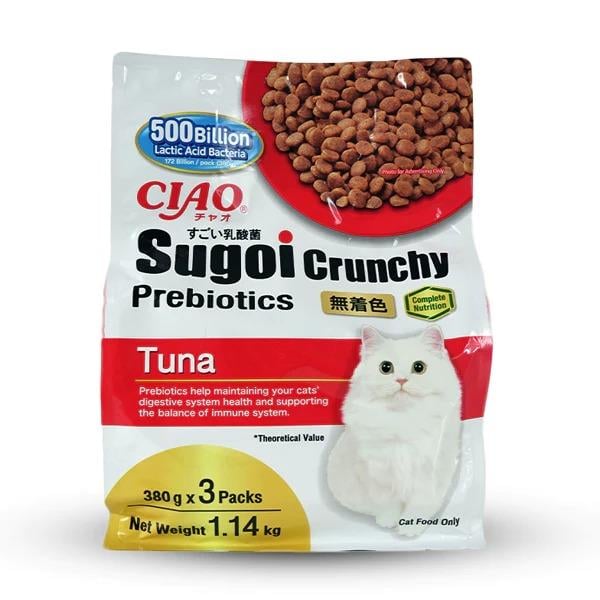 CİAO SUGOİ CRUNCHY TON BALIKLI PREBİOTİK KEDİ MAMASI 380 GR X 3 PAKET (1.14 KG)