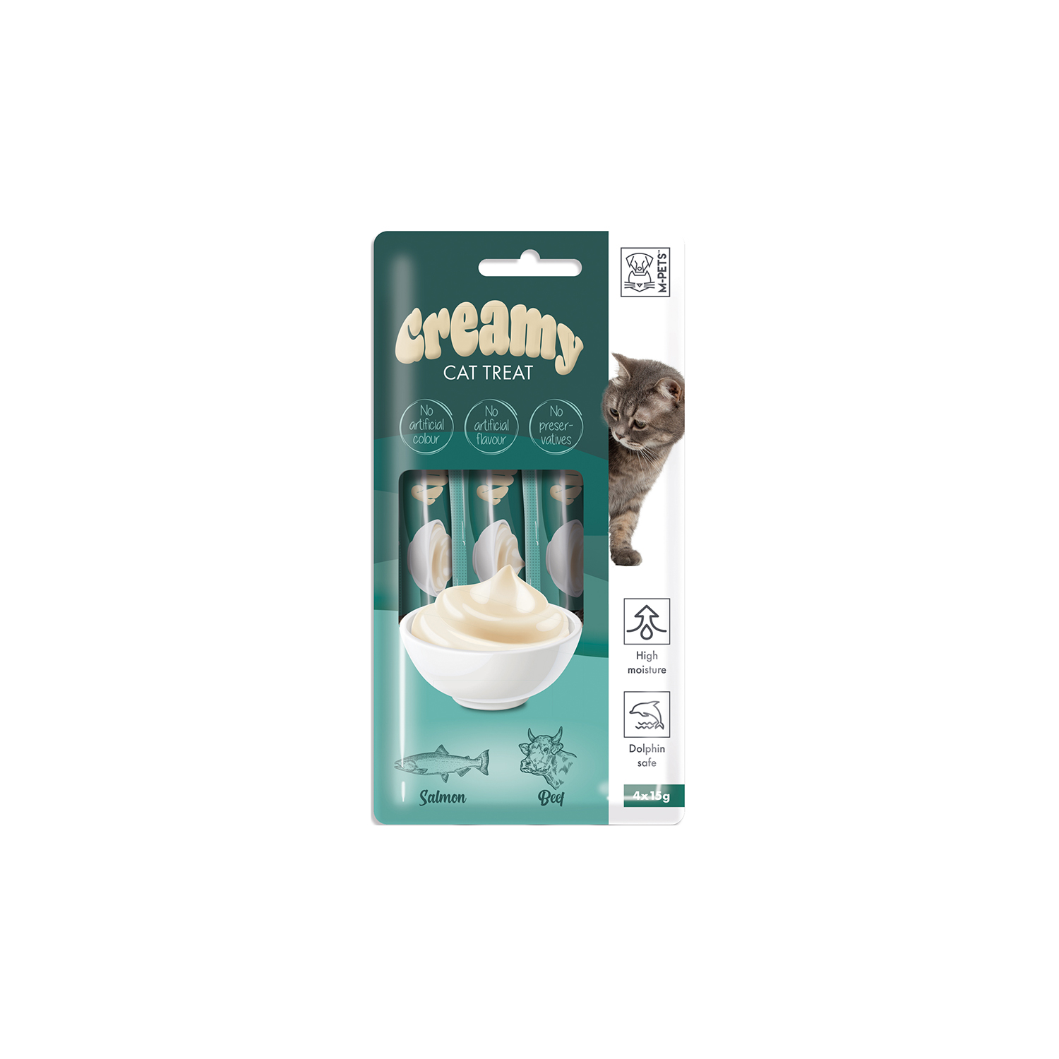 M-PETS 299 CREAMY SOMON BALIKLI BİFTEKLİ KEDİ ÖDÜLÜ 4X15GR*10
